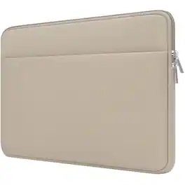 Core Tech - 15-16-Inch Padded Laptop Sleeve with Front Accessory Pocket and Double Zipper - Khaki