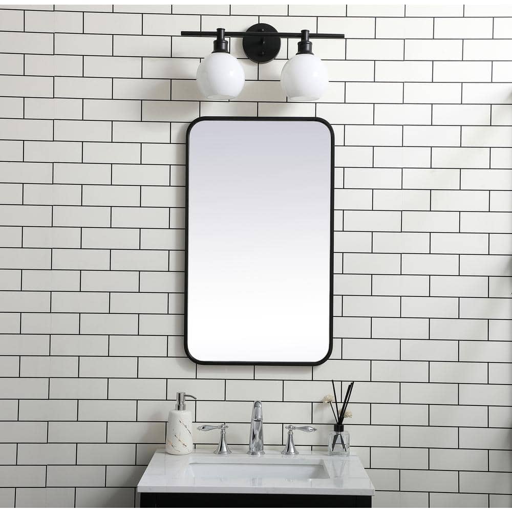 Photos - Mirror Elegant Decor - Soft corner metal rectangular  18x30 inch - Black BG3604991 