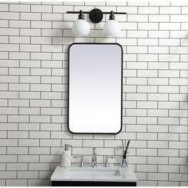 Elegant Decor - Soft corner metal rectangular mirror 18x30 inch - Black