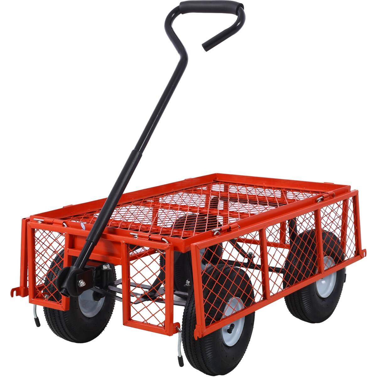Alt View 1. Loheer - Loheer Steel Garden Cart with Removable Sides, Red, 550 lb Capacity.