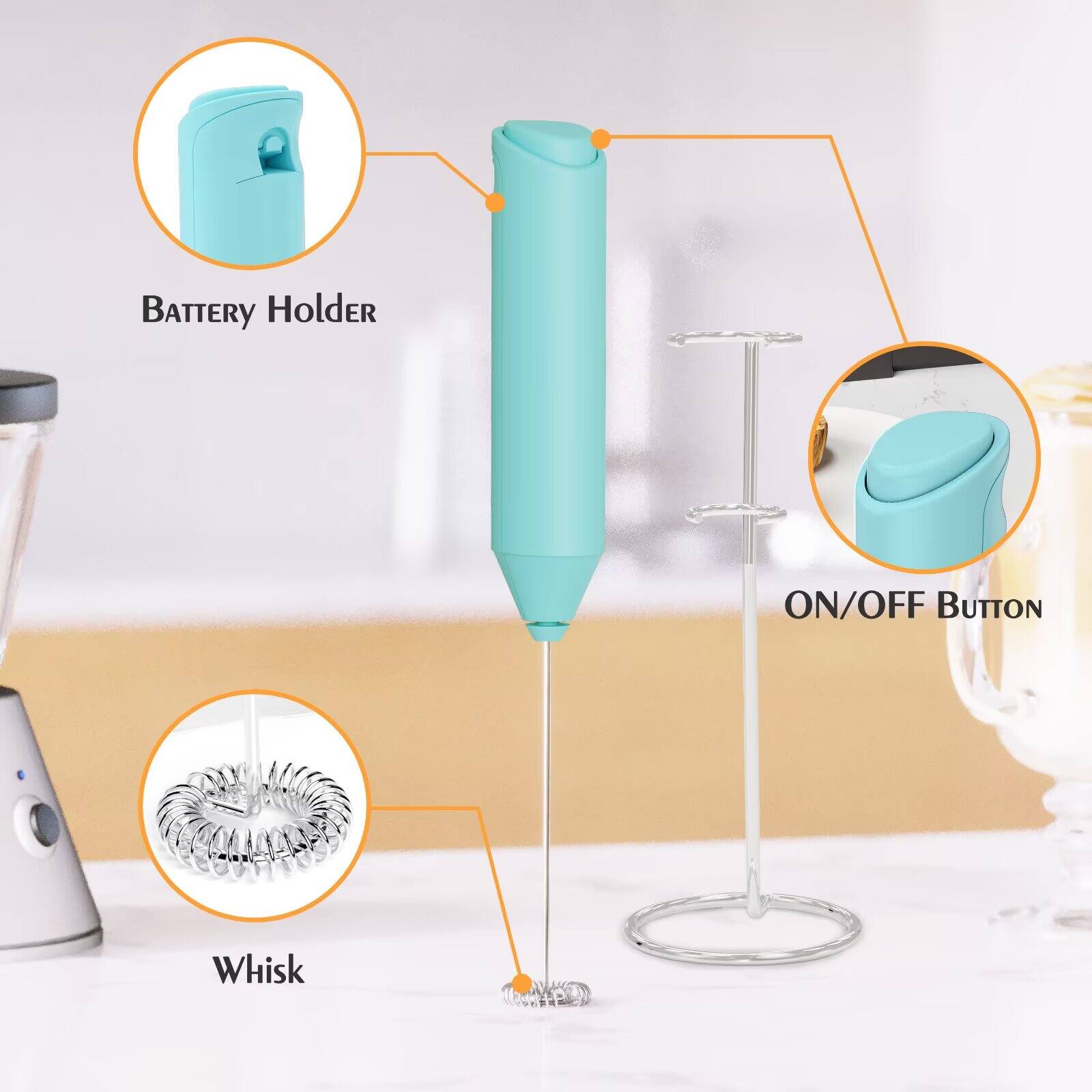 - Battery Holder
- ON/OFF Button
- Whisk