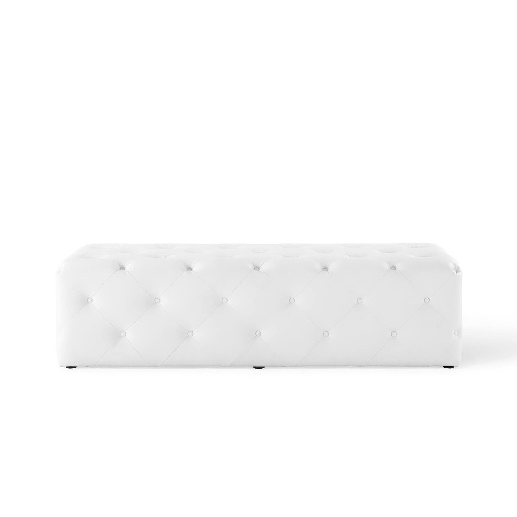 Back. Modway - Amour 60" Tufted Button Entryway Faux Leather Bench by Modway - White.