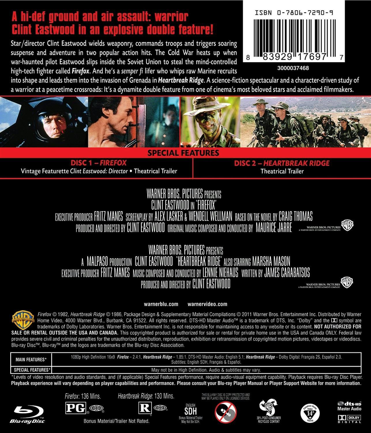 Back. Firefox/Heartbreak Ridge (Blu-ray Double Feature) [Blu-ray].