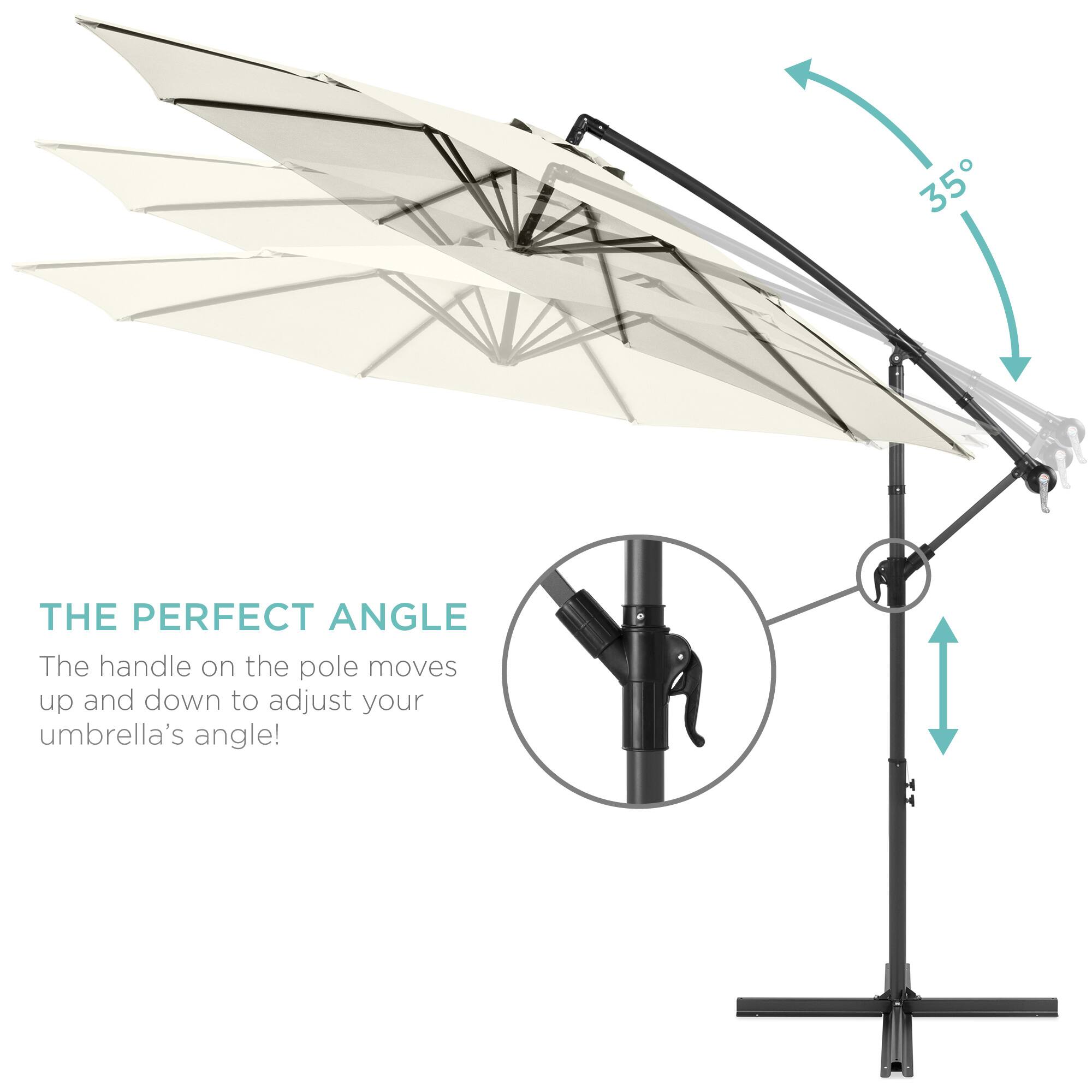 35°

THE PERFECT ANGLE

The handle on the pole moves up and down to adjust your umbrella's angle!