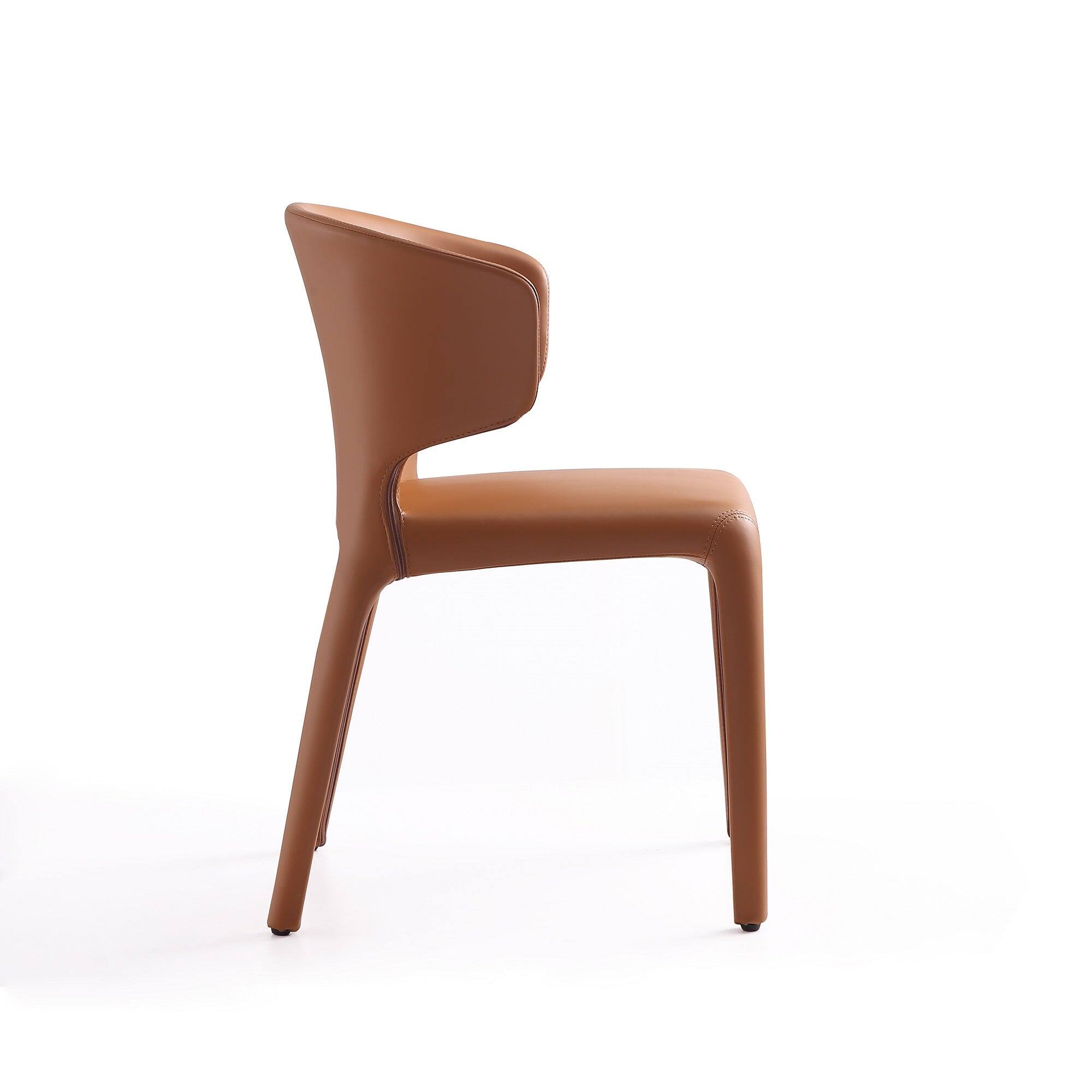 Alt View 6. Manhattan Comfort - Conrad Mid-Century Modern Upholstered Dining Chair - Set of 2 - Saddle Brown.