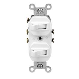 Leviton - 15 Amp 120/277V Duplex Style Single-Pole/3-Way Combination Switch, Commercial Grade, 5241-W - White