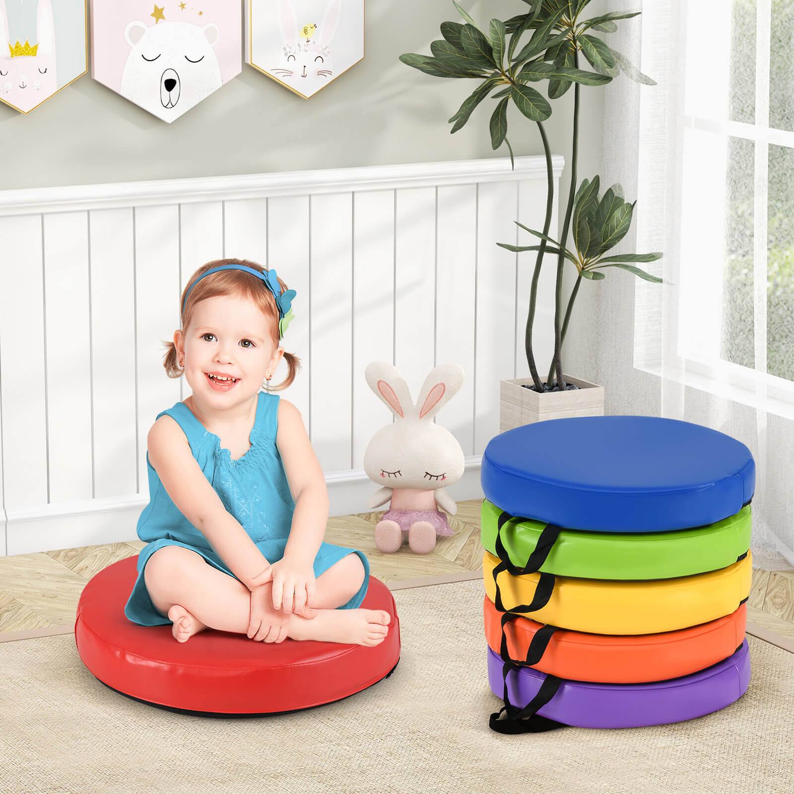 Alt View 1. Costway - Costway 6 PCS 14" Round Floor Cushions for Kids with Handles for Adults Toddlers - Multicolor.