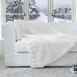 Cheer Collection - Ultra Soft Knit Throw Blanket with Fringe Edges Lightweight and Cozy 50 x 60 Inches - White