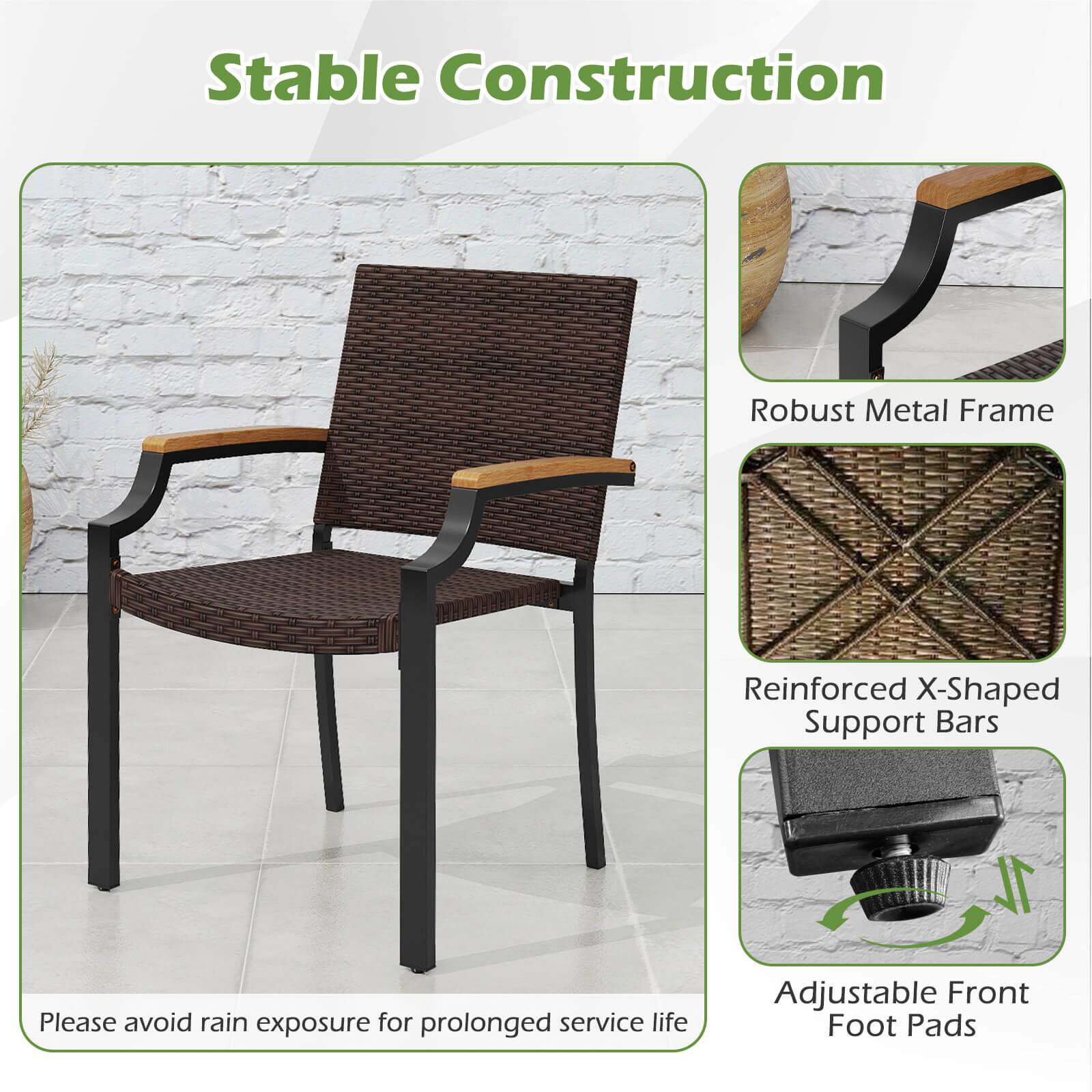 Stable Construction

- Robust Metal Frame
- Reinforced X-Shaped Support Bars
- Adjustable Front Foot Pads

Please avoid rain exposure for prolonged service life