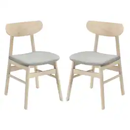 Gymax - 2PCS Dining Chair Fabric Upholstered Kitchen Armless Chairs w/Rubber Wood Legs - Yellow