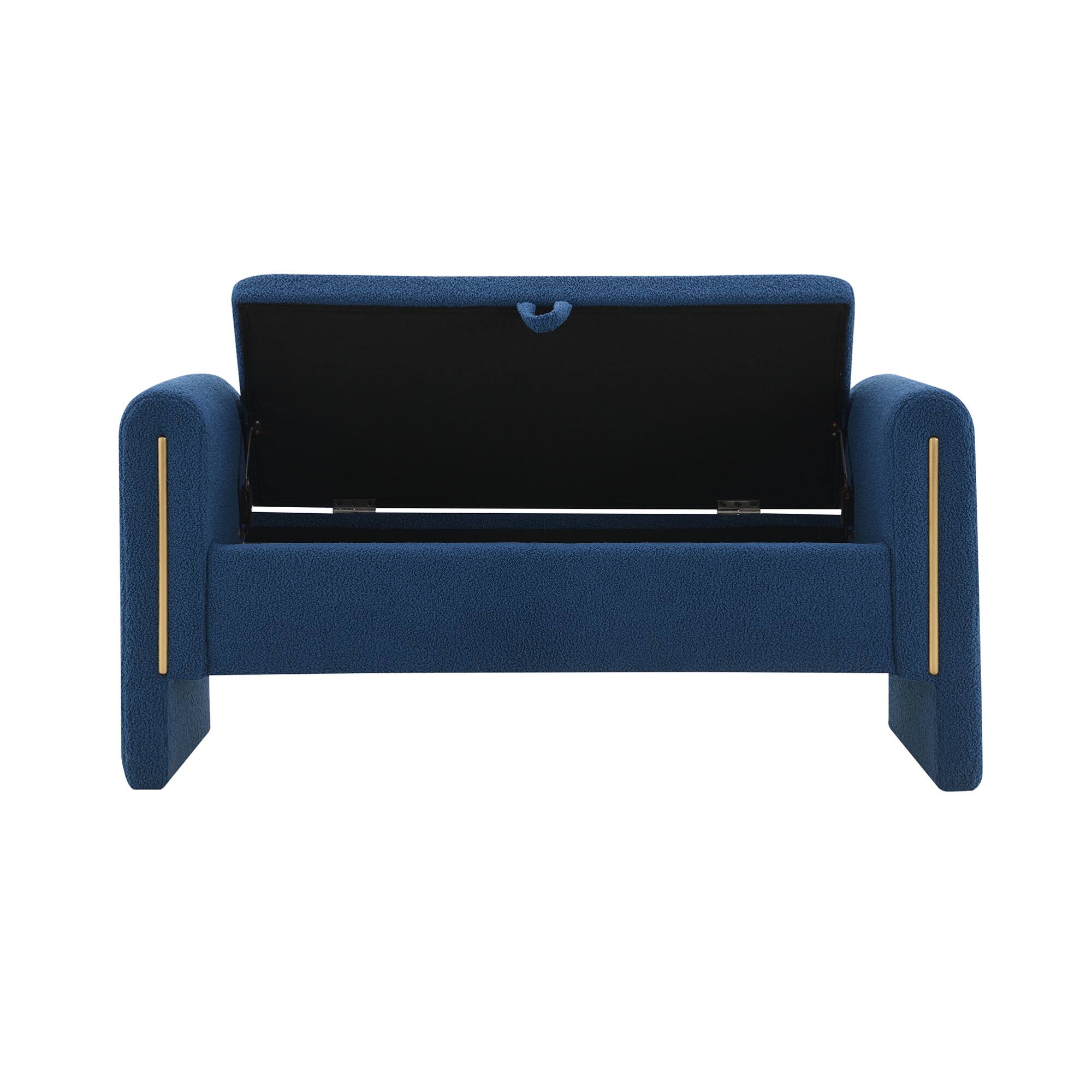Alt View 1. GOODSILO - Modern Upholstered Storage Bench with Arms, Large Foot Rest Stool for Living Room and Bedroom - Navy Blue.