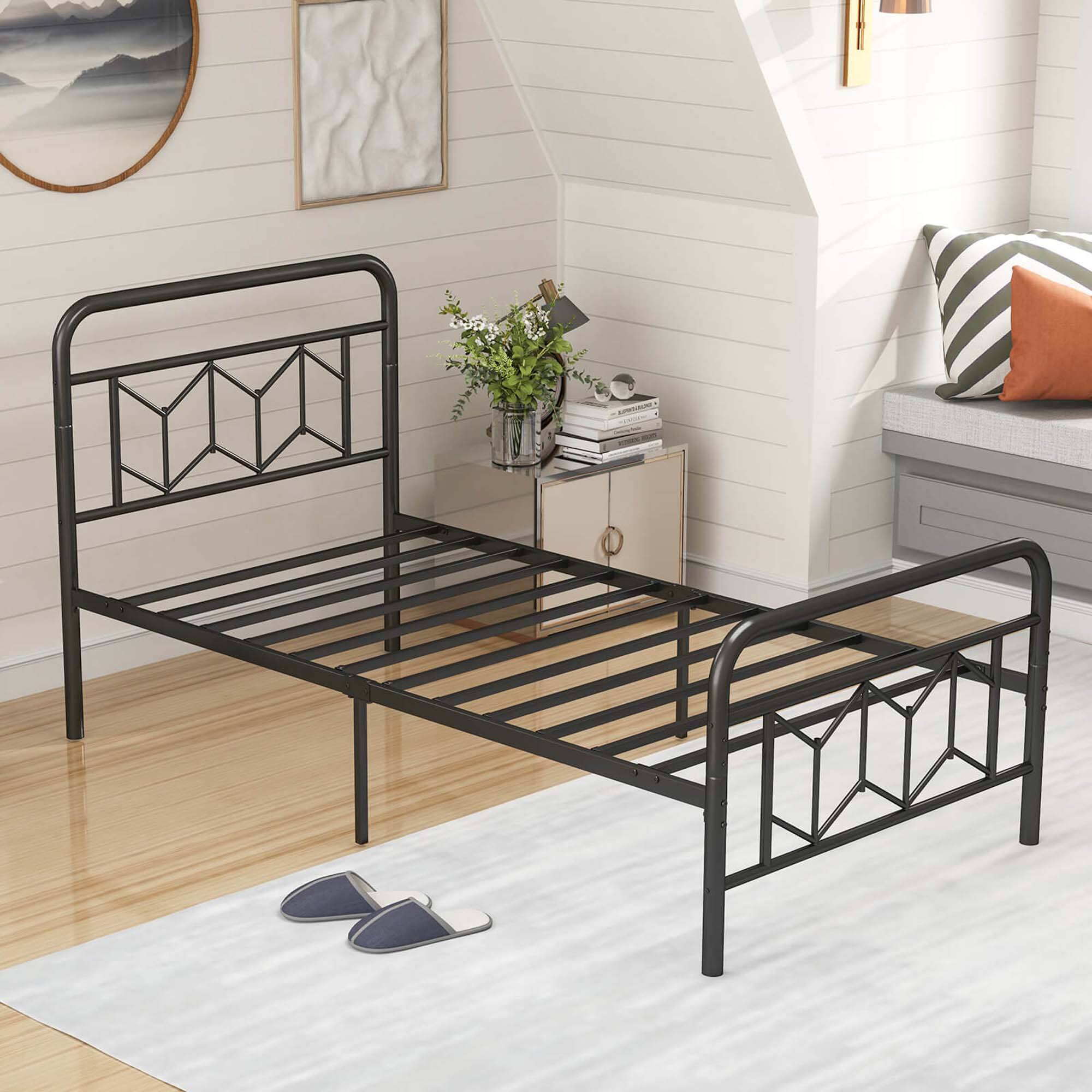 Alt View 6. Costway - Twin Size Bed Frame Mattress Foundation with Headboard 12.5" Under-bed Storage - Black.