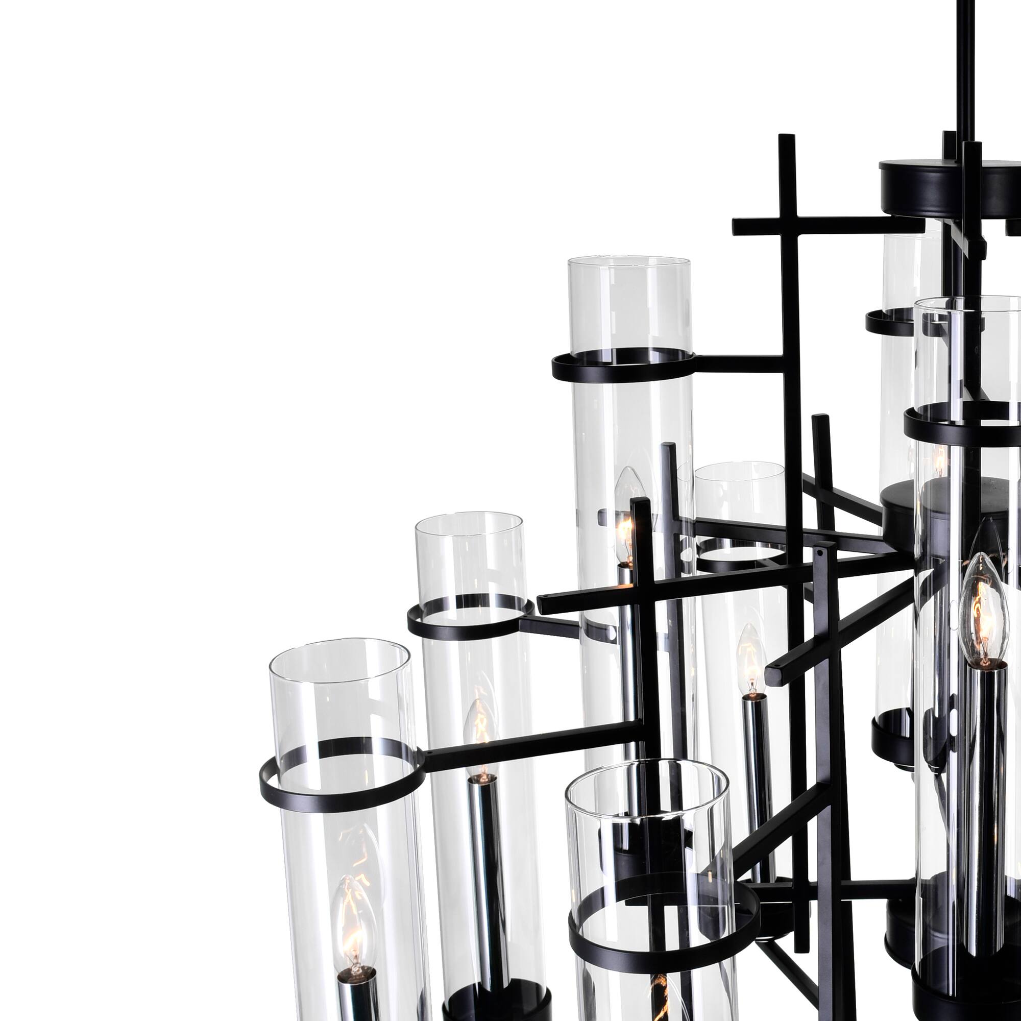 Left. CWI Lighting - Sierra 12 Light Up Chandelier With Black Finish - Black.