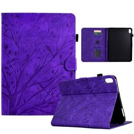 Dteck - Flip Leather Case for Apple iPad (A16) 11" 2025/iPad 10th 10.9" (2022) Tree Pattern Card Slots Auto Wake/Sleep Cover - Purple