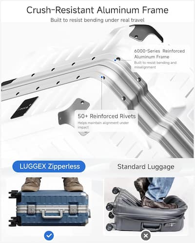 LUGGEX 28 Inch Aluminum Frame Zipperless Polycarbonate Spinner LUGGEX 28 Inch Aluminum Frame Zipperless Polycarbonate Spinner