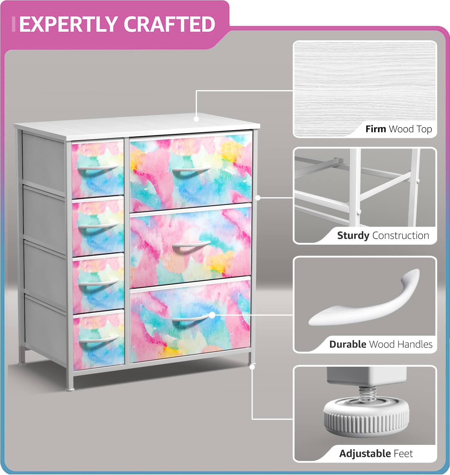 EXPERTLY CRAFTED

- Firm Wood Top
- Sturdy Construction
- Durable Wood Handles
- Adjustable Feet