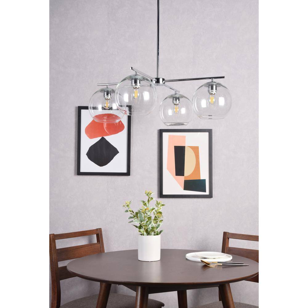 Left. Living District - Opus 4 lights chrome pendant - Chrome And Clear.