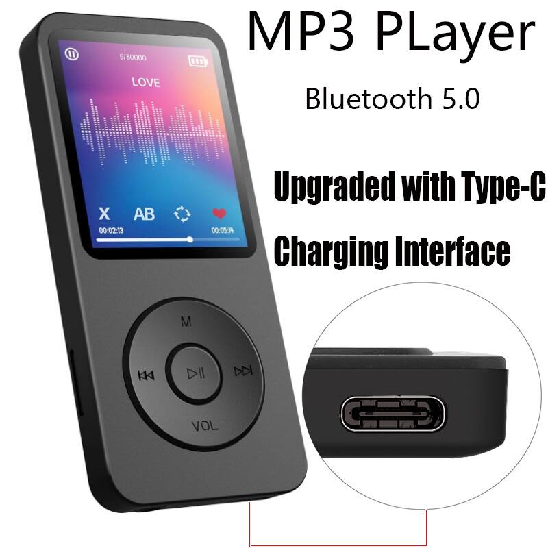 MP3 Player  
Bluetooth 5.0  

Upgraded with Type-C Charging Interface  

1/30000  
LOVE  

00:02:13 / 00:05:14  

X AB  
M  
VOL