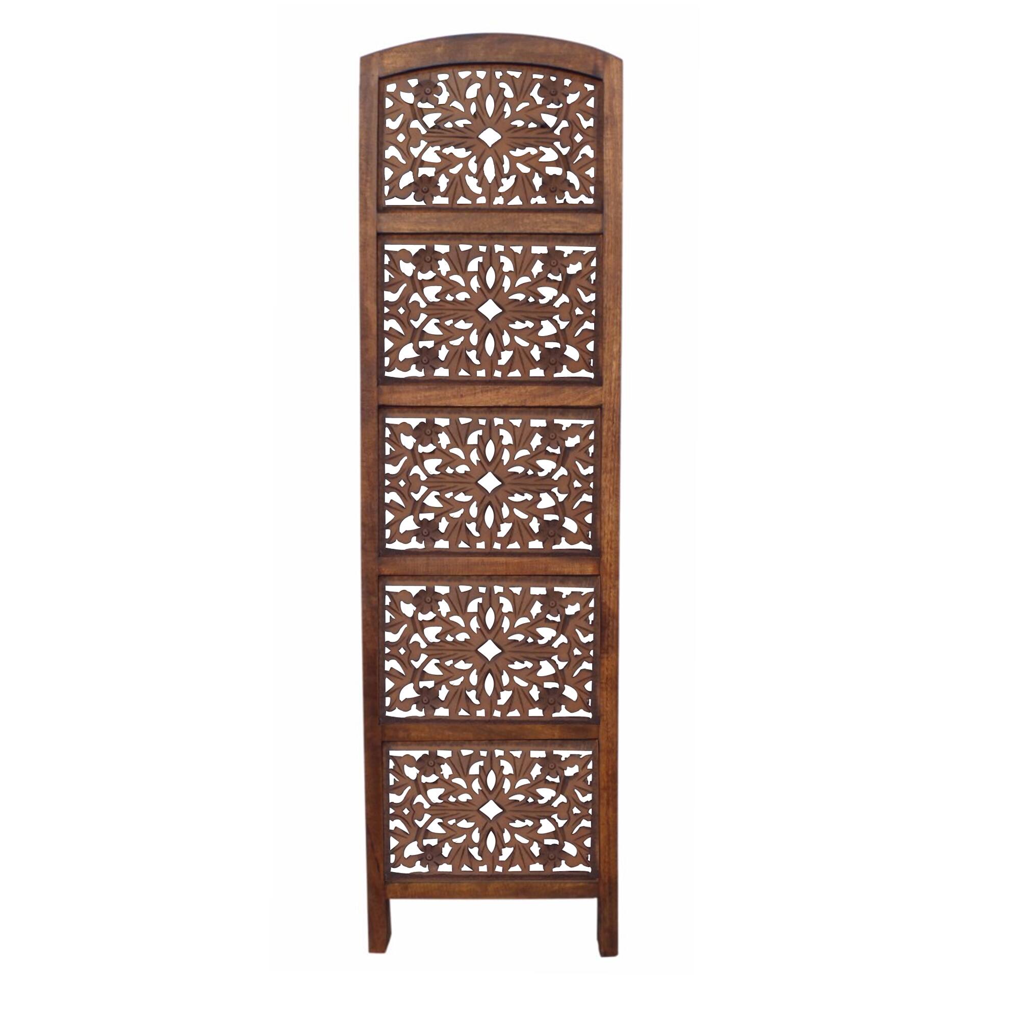Alt View 1. Manhattan Lane - The Urban Port Handmade Foldable 4 Panel Wooden Partition Screen Room Divider - Dark Brown.