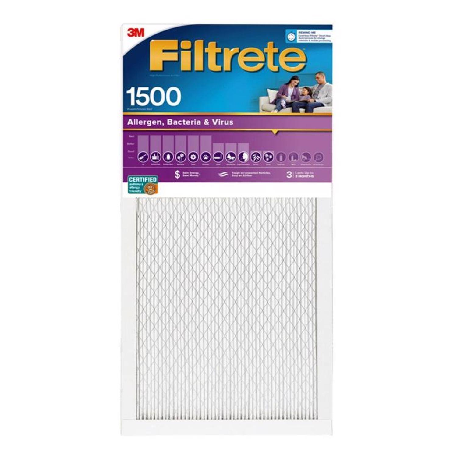 3M Filtrete 1500  
Allergen, Bacteria & Virus  
CERTIFIED  
$3 MATU