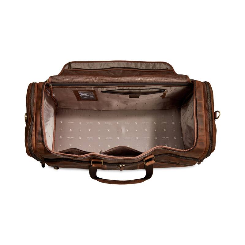 Alt View 3. Luxorro - Leather Duffel Bag For men. 30 Inch - Dark Brown.