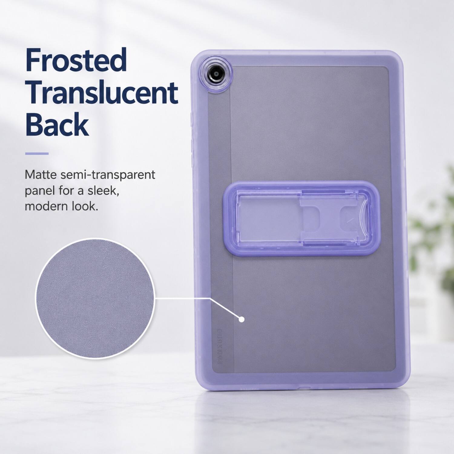 Frosted Translucent Back - Matte semi-transparent panel for a sleek, modern look.