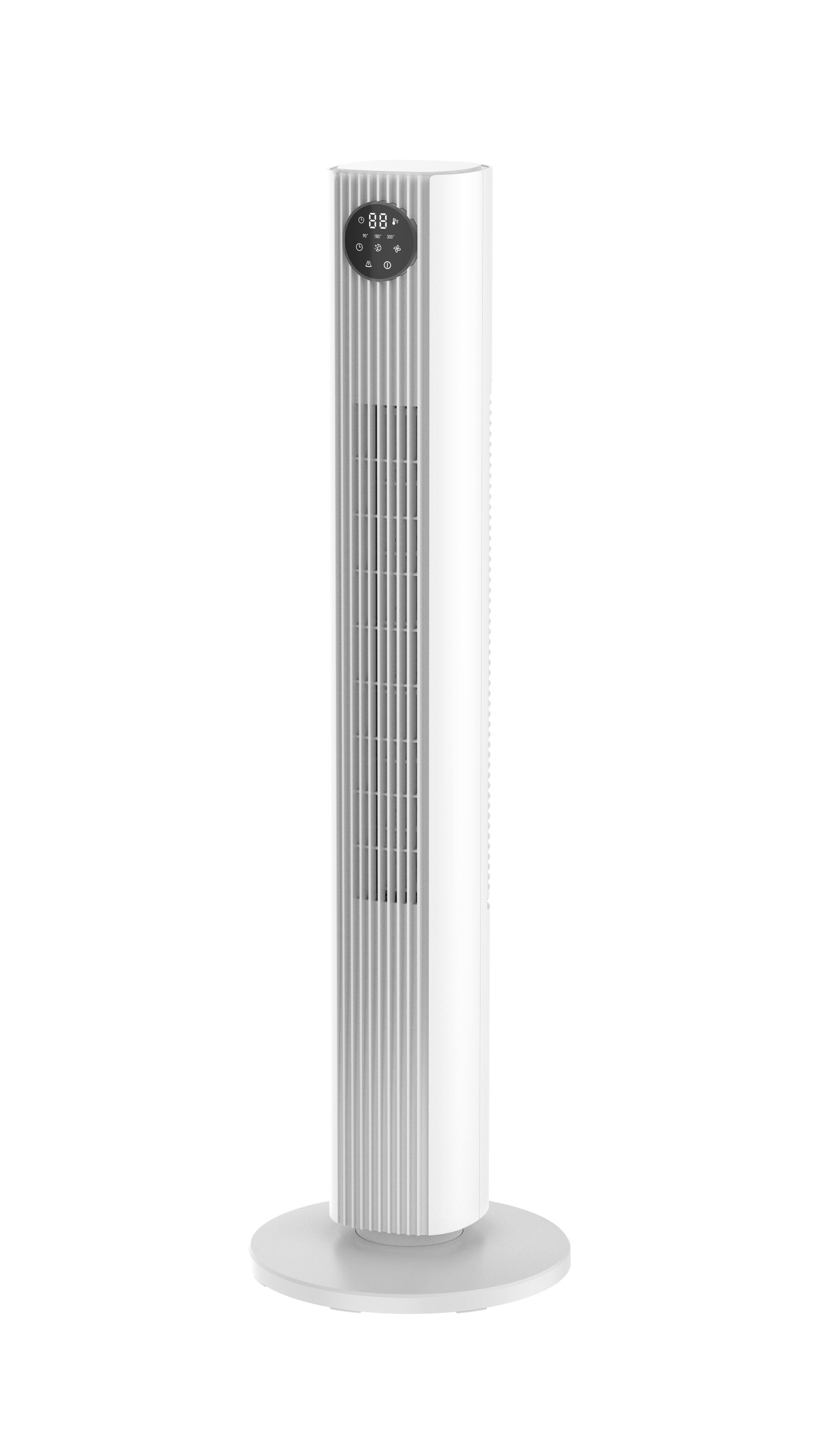 Front. Electactic - 36 Inch Tower Fan with Remote Control, 3 Speeds, 85° Oscillation, Washable Filter - WHITE.