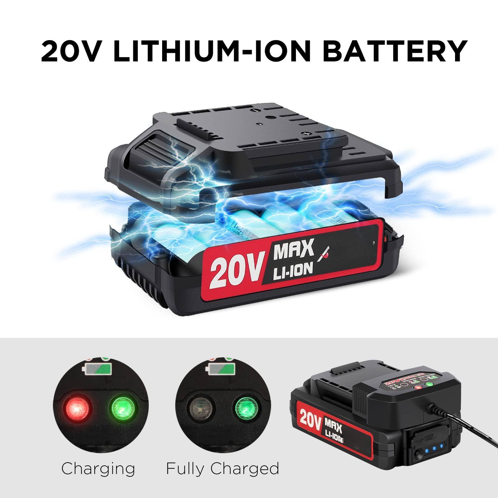 20V LITHIUM-ION BATTERY

20V MAX LI-ION

Charging
Fully Charged