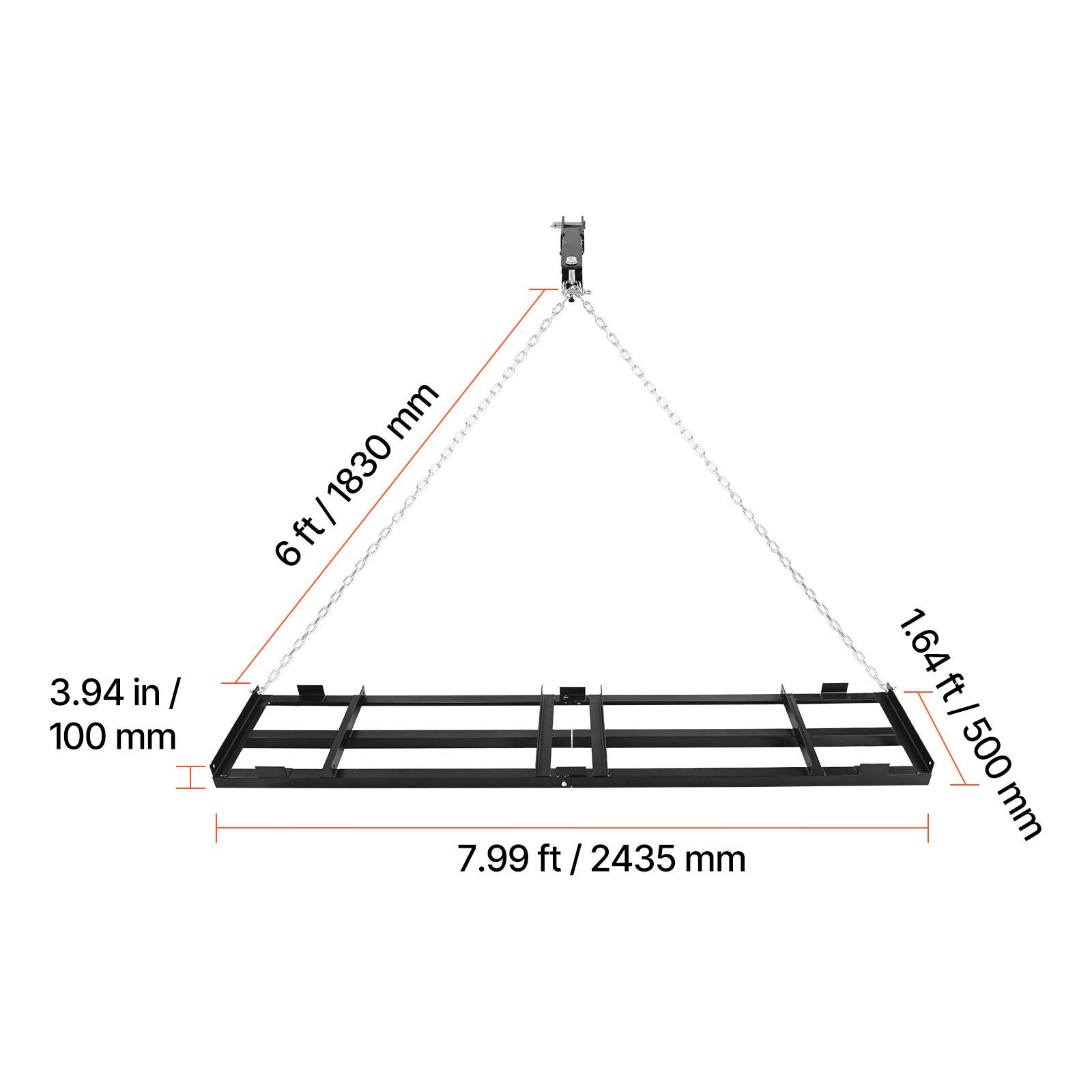 3.94 in / 100 mm  
6 ft / 1830 mm  
7.99 ft / 2435 mm  
1.64 ft / 500 mm