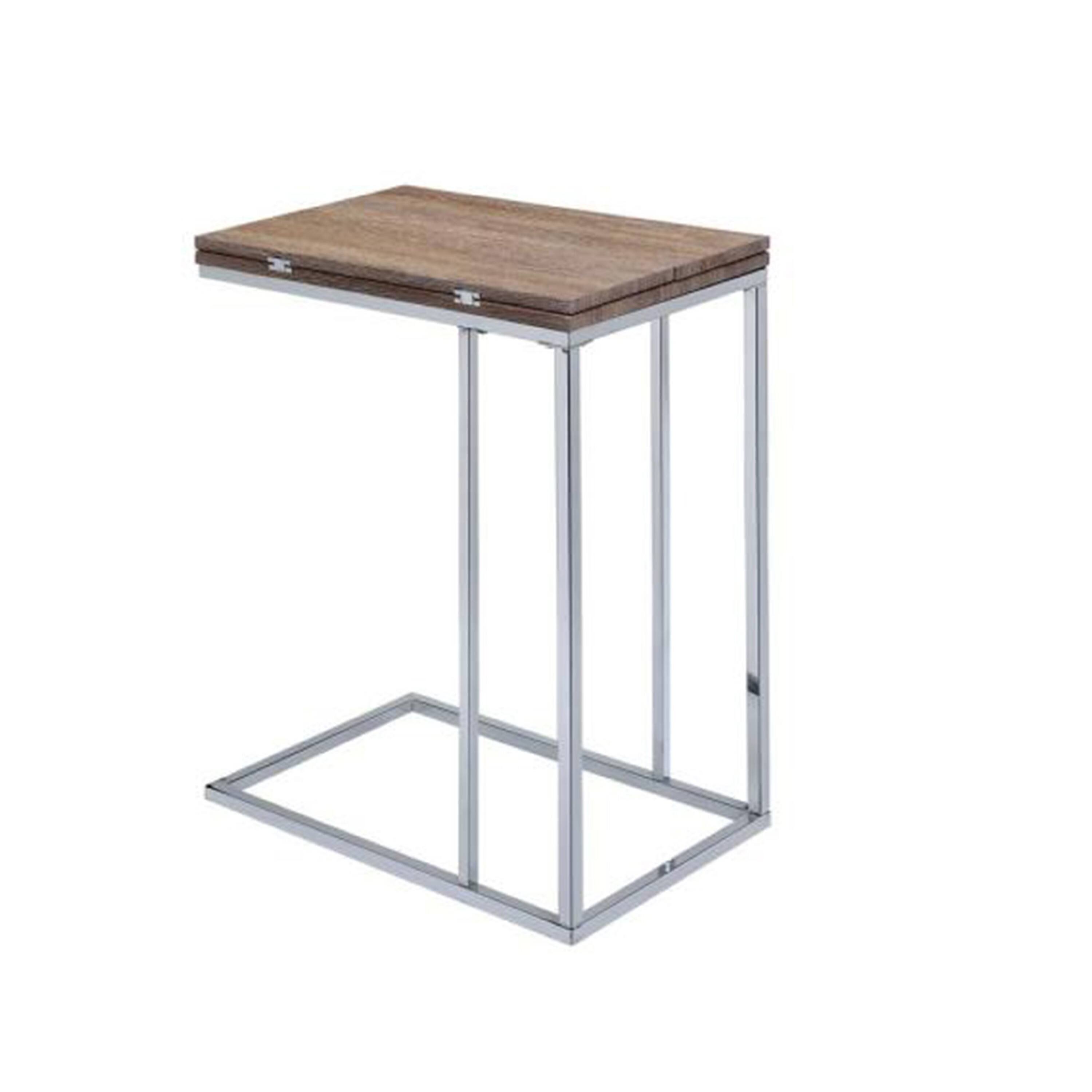Alt View 2. Manhattan Lane - Vogue Side Table, Weathered Oak & Chrome - Oak & Chrome.