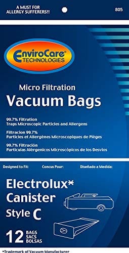 12-Pack EnviroCare Electrolux Canister Vacuum Bags – Style C Microfiltration #805