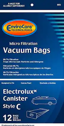 12-Pack EnviroCare Electrolux Canister Vacuum Bags – Style C Microfiltration #805