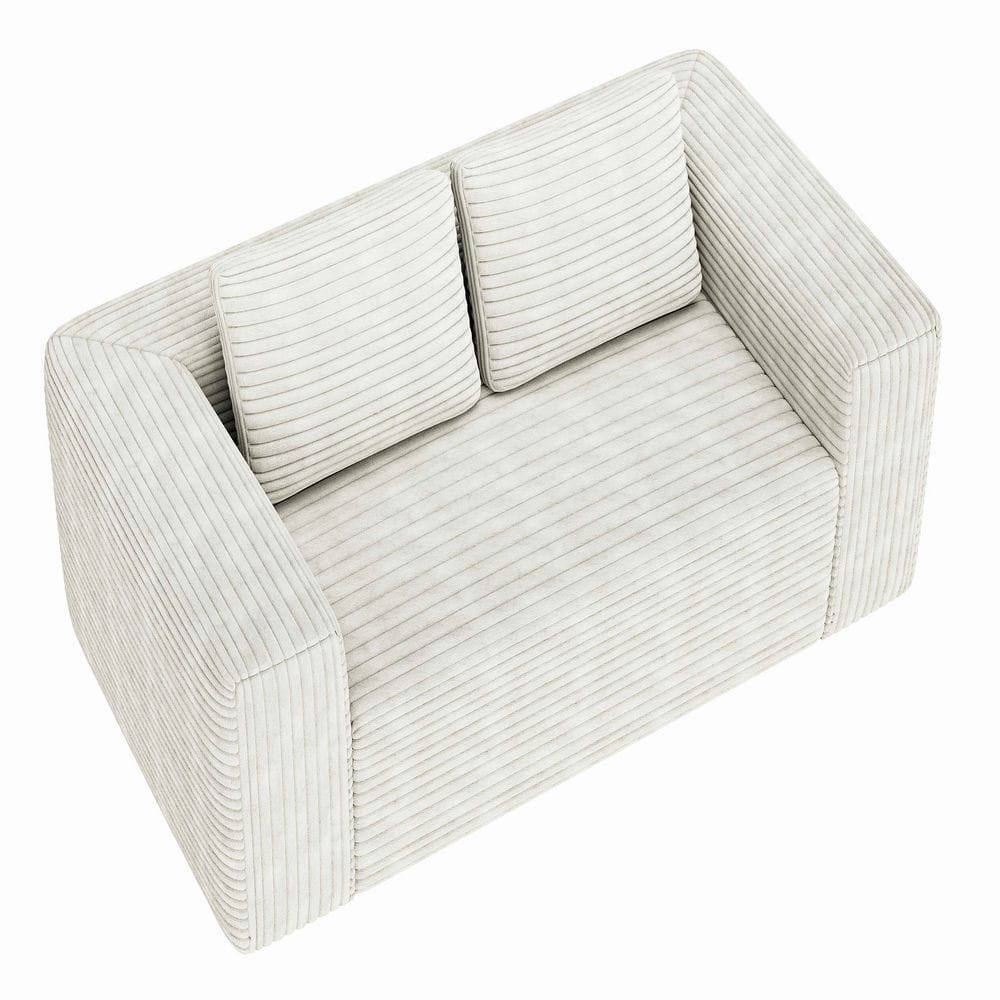 Alt View 10. Kadyn - 2-Seater Corduroy Memory Foam Floor Sofa in a Box, No Assembly for Living Room - White.