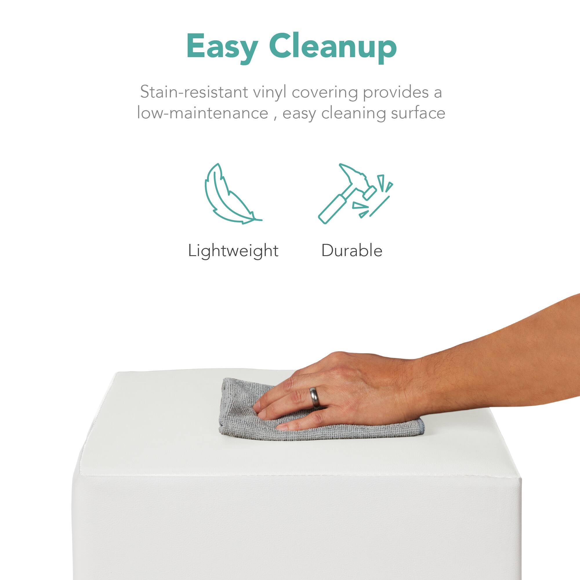 Easy Cleanup

Stain-resistant vinyl covering provides a low-maintenance, easy cleaning surface

Lightweight
Durable