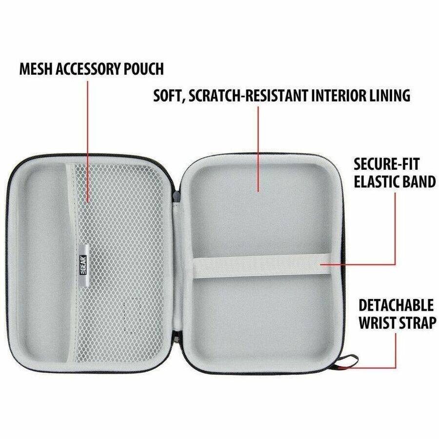 MESH ACCESSORY POUCH  
SOFT, SCRATCH-RESISTANT INTERIOR LINING  
SECURE-FIT ELASTIC BAND  
DETACHABLE WRIST STRAP