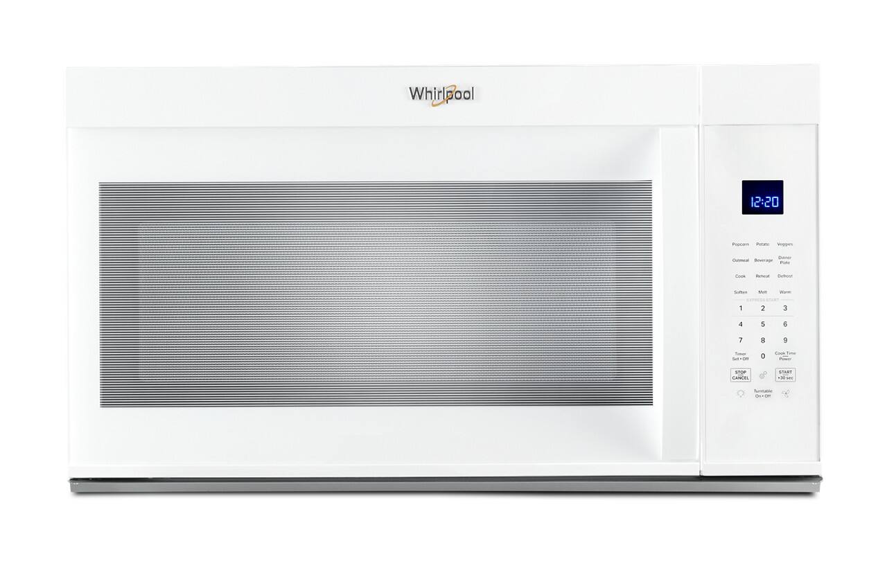 Whirlpool  
12:20  

Popcorn  
Potato  
Veggies  
Oatmeal  
Beverage  
Dinner  
Defrost  
Soften  
Melt  
Warm  
1  
2  
3  
4  
5  
6  
7  
8  
9  
0  
Cook Time  
Start  
Stop/Cancel  
-30 sec  
Runtable  
On/Off