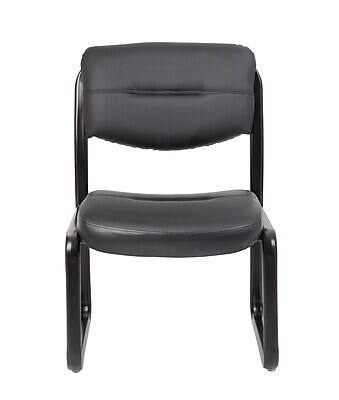 Alt View 5. Boss Office Products - Armless Leather Sled Base Side Chair (B9539) - Black.