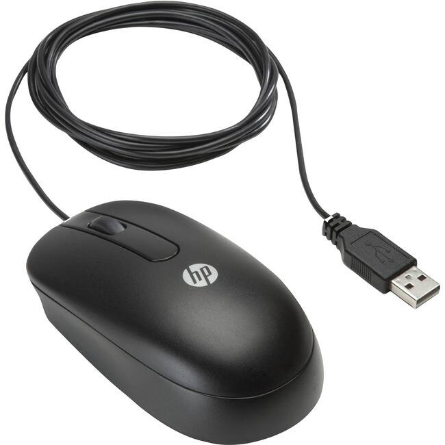 Front. HP - HP 3-Button USB Laser Mouse - Laser - Cable - Black - USB - 1000 dpi - Scroll Wheel - 3 Button(s) - Symmetrical - 1 - Black.