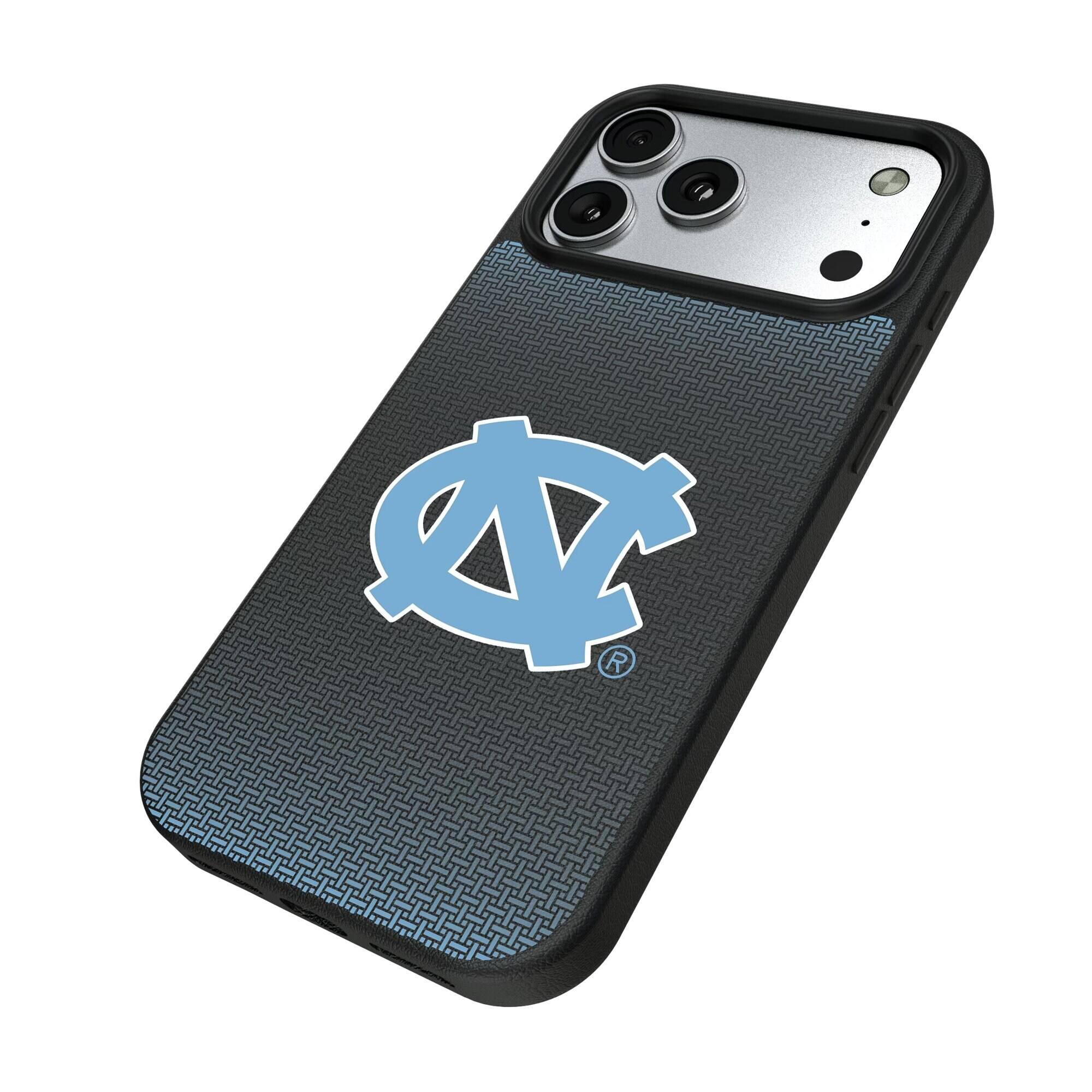 Alt View 1. Keyscaper - North Carolina Tar Heels Linen Logo iPhone Magnetic Bump Case - 17 - Black.