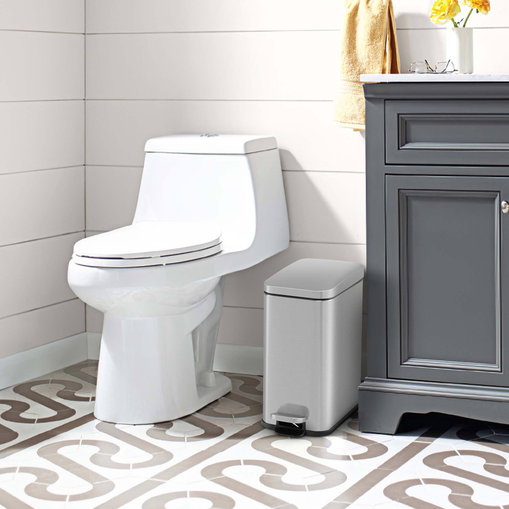 Alt View 1. Costway - Costway 2 Pack Trash Can Combo Set with Step-on Pedal Removable Inner Buckets for Kitchen - Silver,Rose Gold.