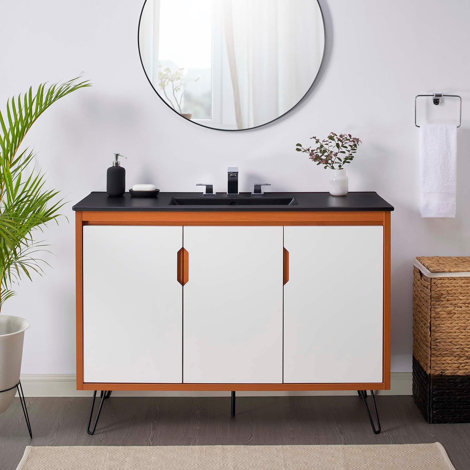 Photos - Bathroom Sink Modway Energize Bathroom Vanity Basin Included by  - Cherry White Black EEI-5806-CHE-WHI-BLK 