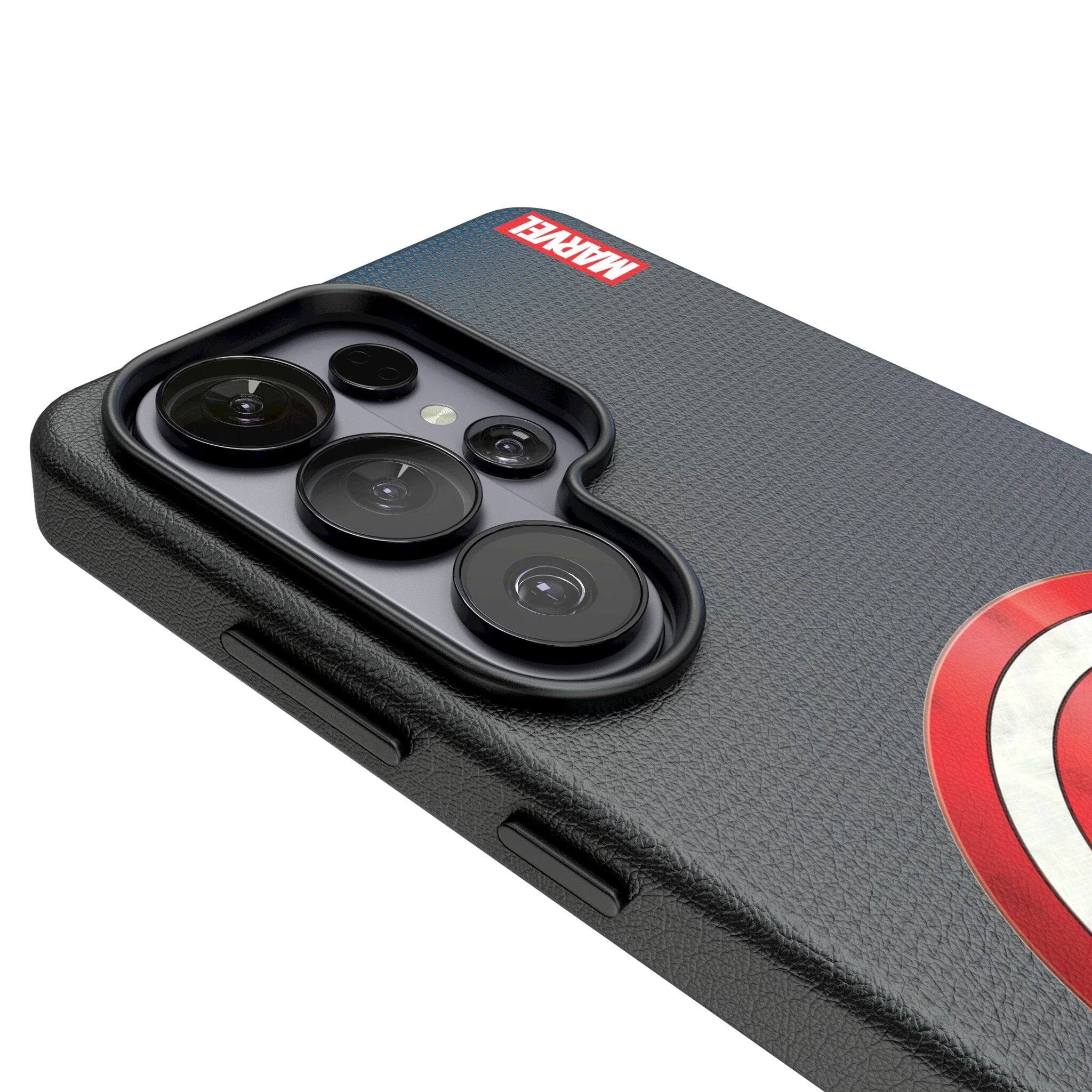 Left. Keyscaper - Marvel Grid MagSafe Compatible Phone Case - Samsung Galaxy S26 - Captain America.