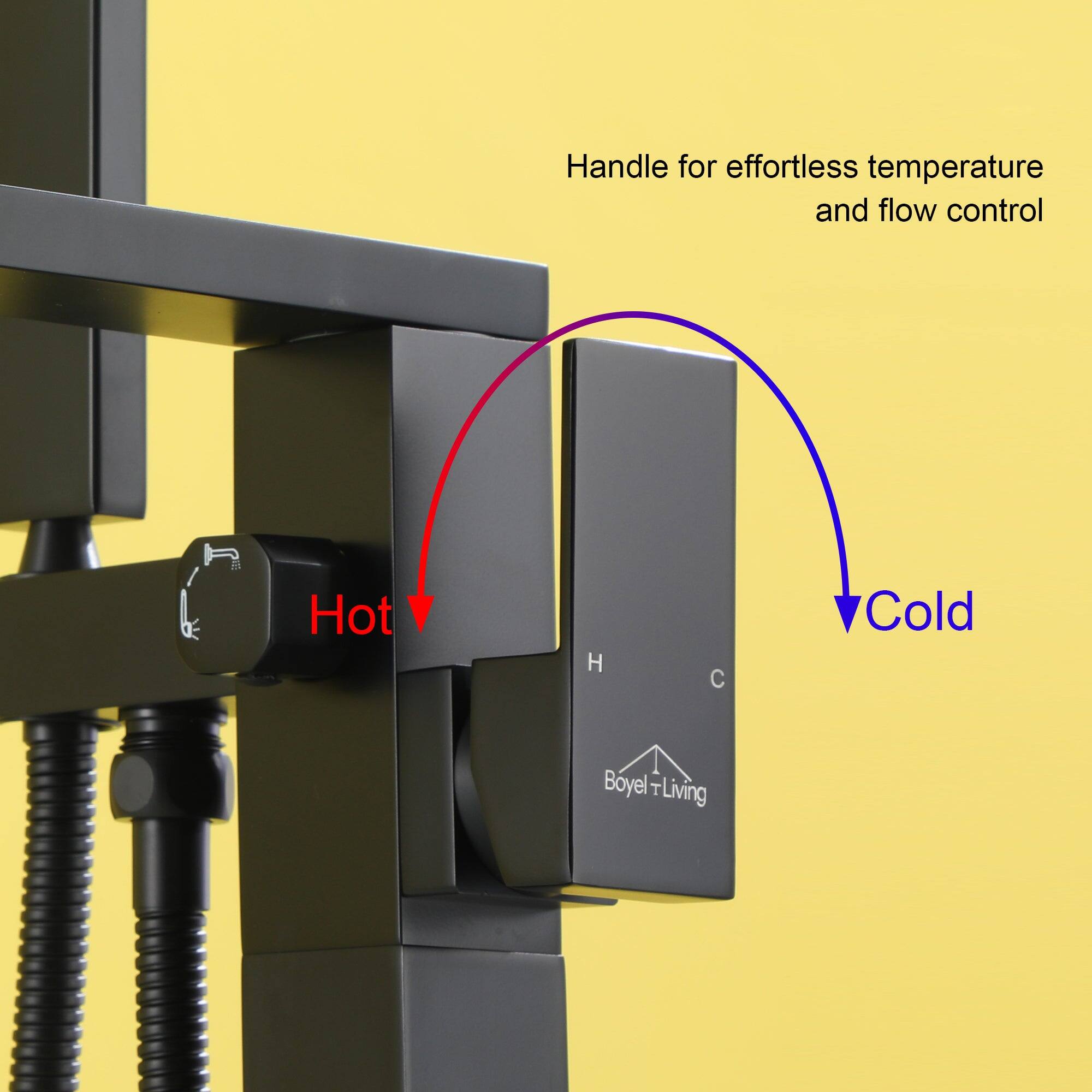 Handle for effortless temperature and flow control, Hot H C Cold, Boyel T Living