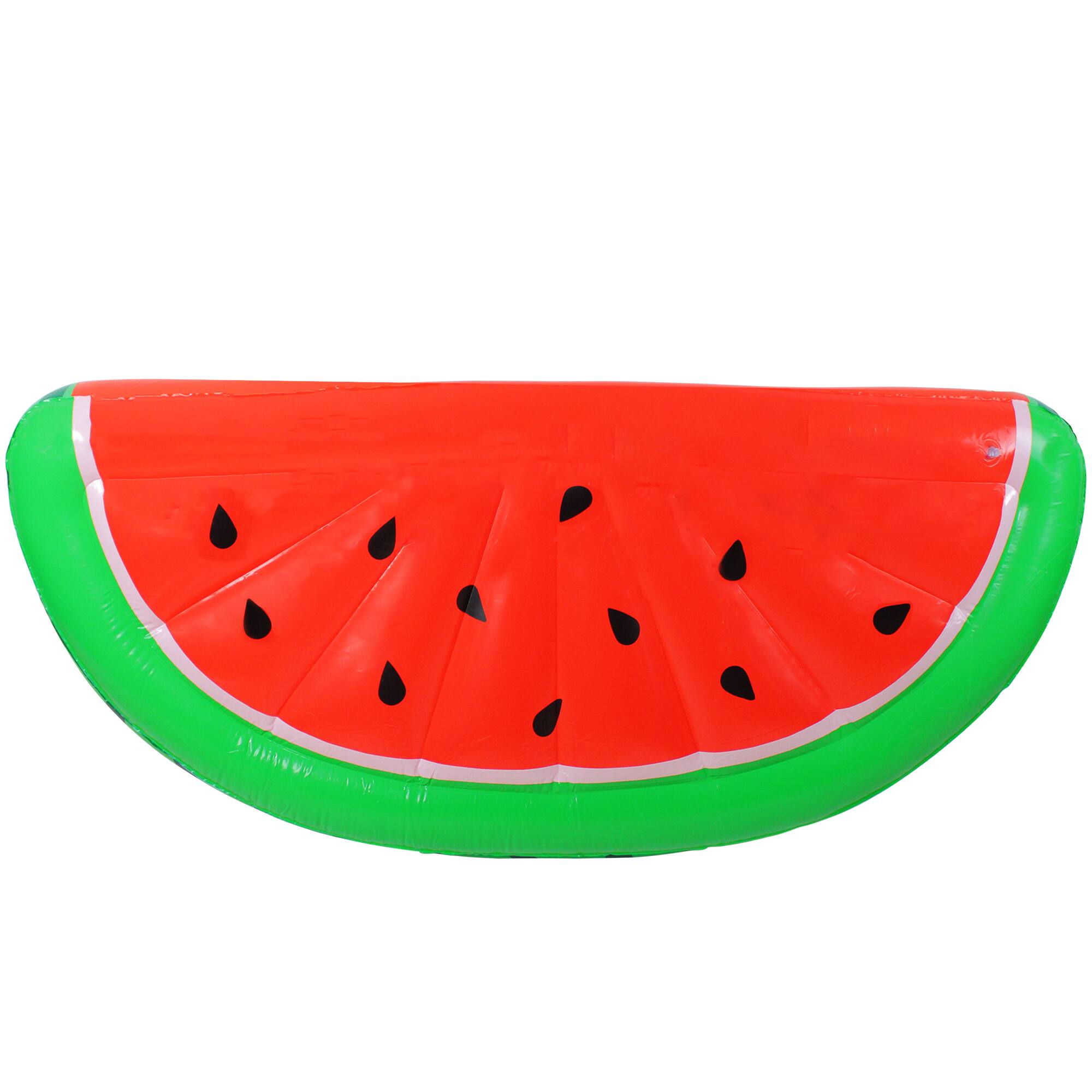 Front. Pool Central - Inflatable Jumbo Watermelon Slice Lounge Pool Float - 5.75' - Red and Green - Red.