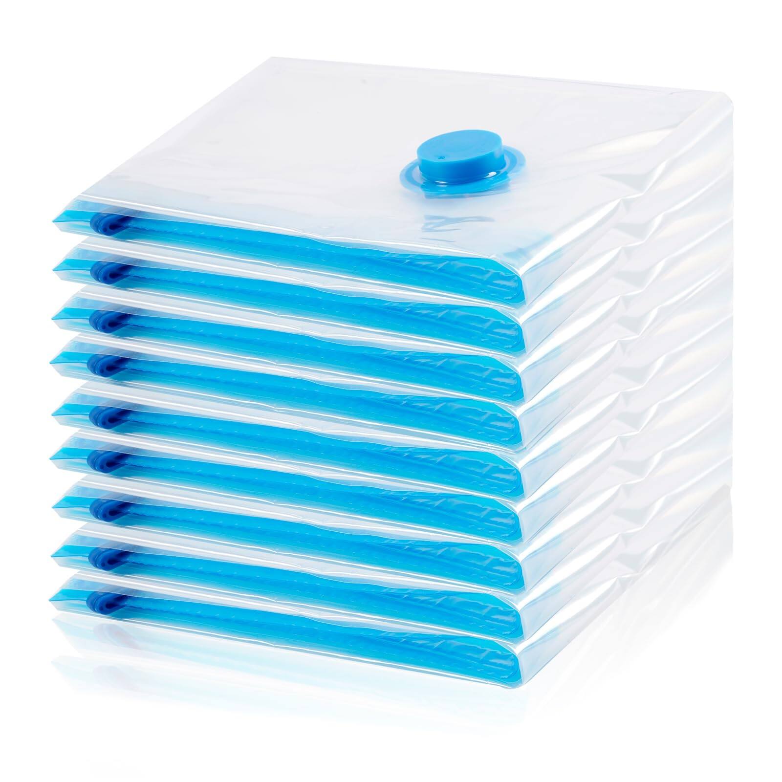 Front. DORLUKFU - Vacuum Storage Bags, 10 Small Space Saver Vacuum Sealed Bags for Clothes, Compression Bag Blanket Storage Travel - Transparent.