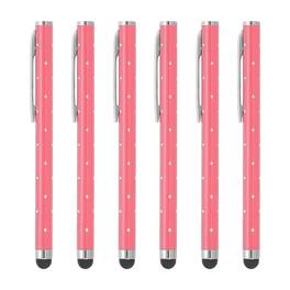 Unique Bargains - Stylus Pens for Touch Screens, 6pcs High Precision Universal Bling Metal Capacitive Pen for Touch Screen Devices Phone - Pink
