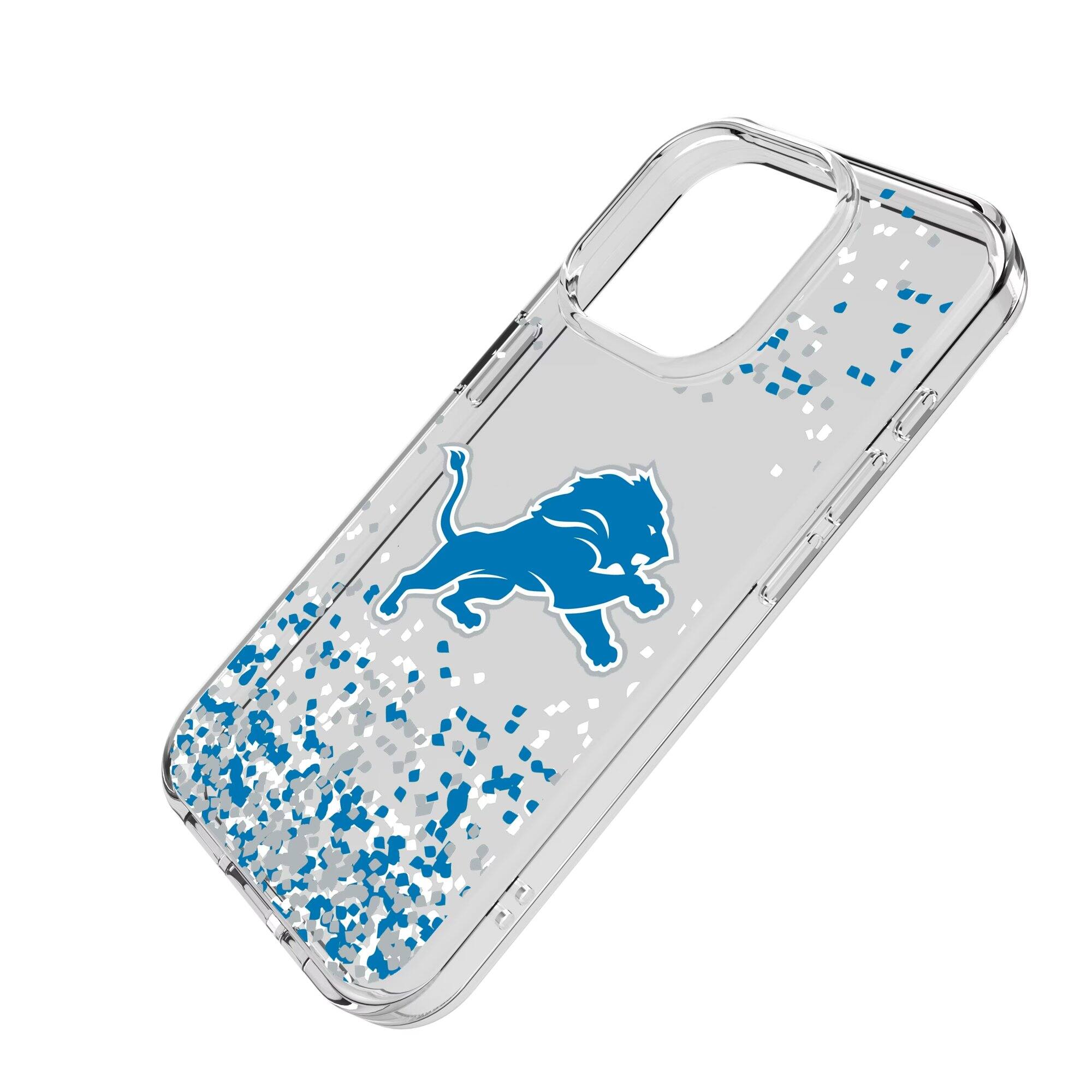 Alt View 1. Keyscaper - Detroit Lions iPhone Clear Case with Confetti Design - 15 Pro - Multicolor.