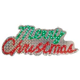 Northlight - LED Lighted Holographic Merry Christmas Sign Outdoor Decoration - 42" - Multi Lights - Red