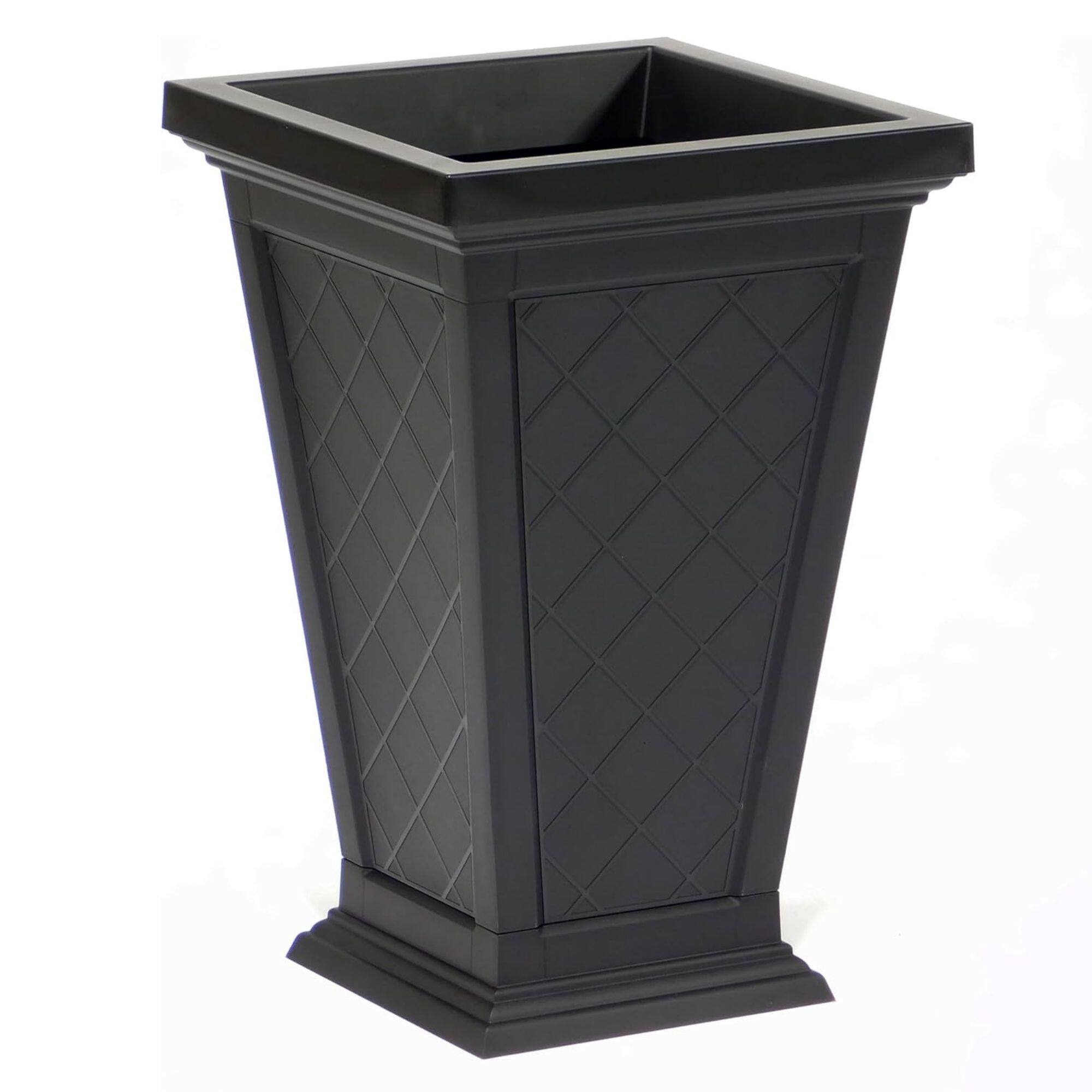 Alt View 6. FCMP Outdoor - FCMP Outdoor Modemmo Self-Watering Planter, Argyle Pattern, Black, Set of 2.