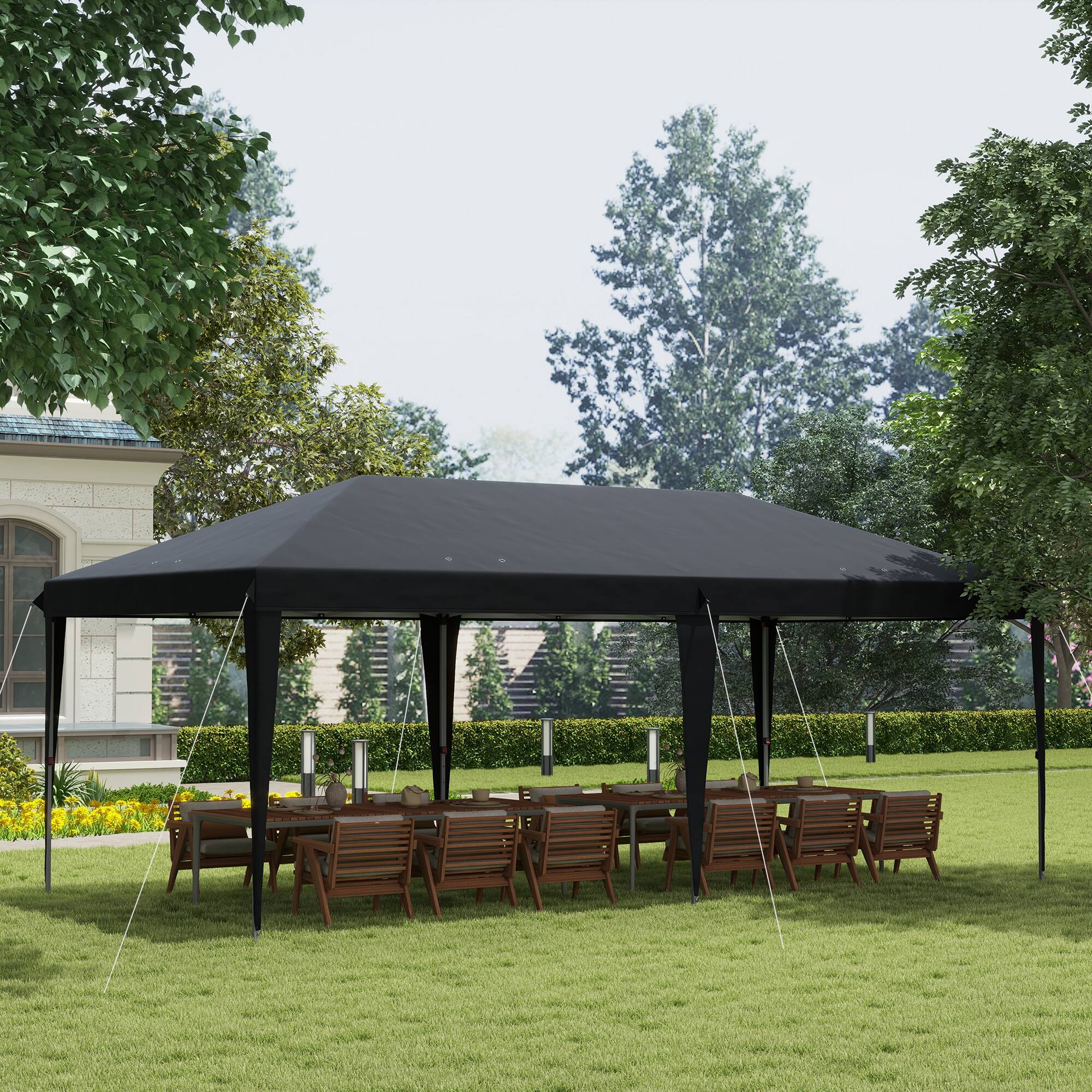 Alt View 1. Outsunny - 10' x 20' Pop Up Canopy Tent, Upgraded Heavy Duty Tents for Parties - Black.